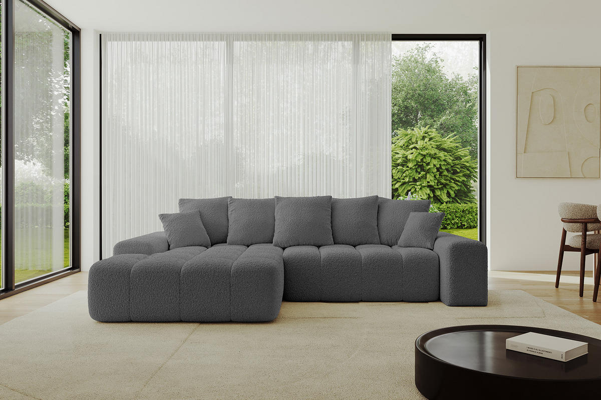 ECKSOFA Ottomane Links ENSI-L - 267x164x88 cm Platinfarben - Platinfarben, Holzwerkstoff/Kunststoff (267/164cm) - ALTDECOR