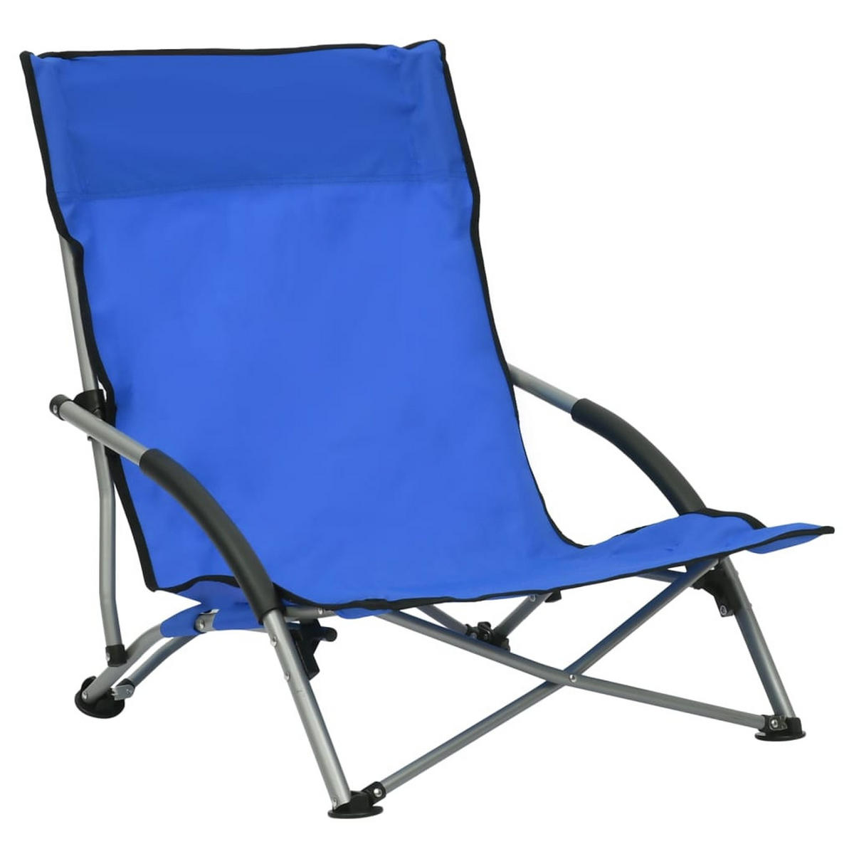 KLAPPBARE Strandstühle 2Er Set Blau Stoff - Blau, Metall (55.5/66/65.5cm) - vidaXL