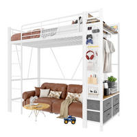 HOCHBETT aus Metall und MDF 90x200 cm Weiß mit Schubladen, LED-Leiste, USB- und Type-C-Anschluss - Weiß, Metall (90/200cm) - IVMEU