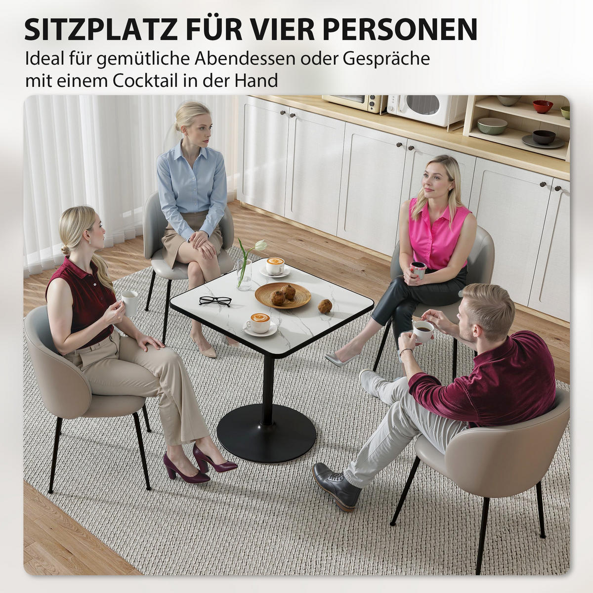 ESSTISCH, 70 x 70 cm quadratischer Küchentisch für 4 Personen Weiß - Weiß, Holzwerkstoff (70/70/76cm) - HOMCOM