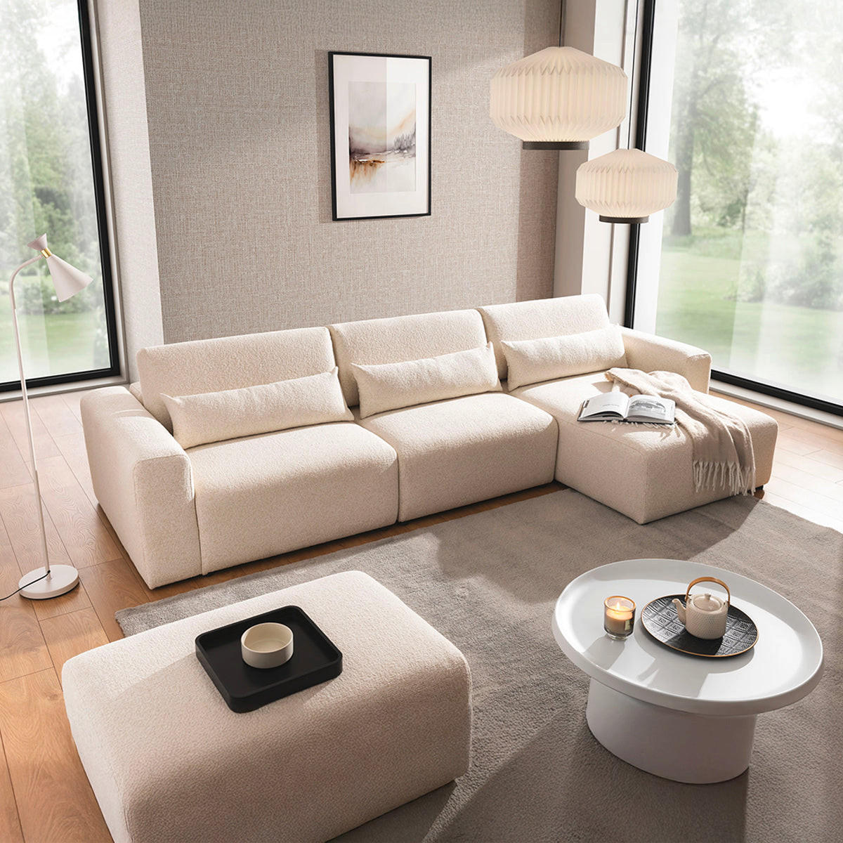 ECKSOFA Velano 3 Sitzplätze Beige - Beige, Holz (314/167cm) - Petits-meubles