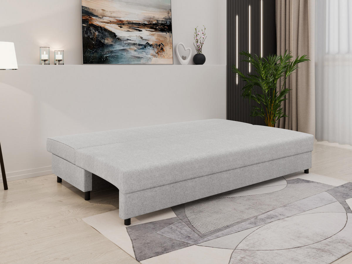 SCHLAFSOFA Facile mit Bettkasten – Moderne 2-in-1 Couch mit Stauraum, hellgrau - Hellgrau, Holz (194/48/71cm) - Panda Möbel