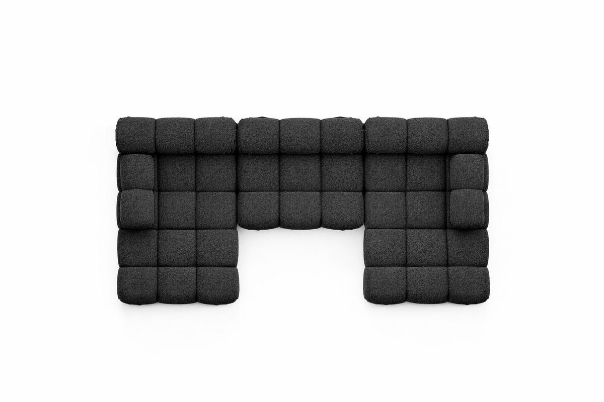 ECKSOFA U-Form, Stoff Bouclé Abriamo, Graphit, Selia U - Graphitfarben, Holz (285/70/160cm) - Kaiser Möbel