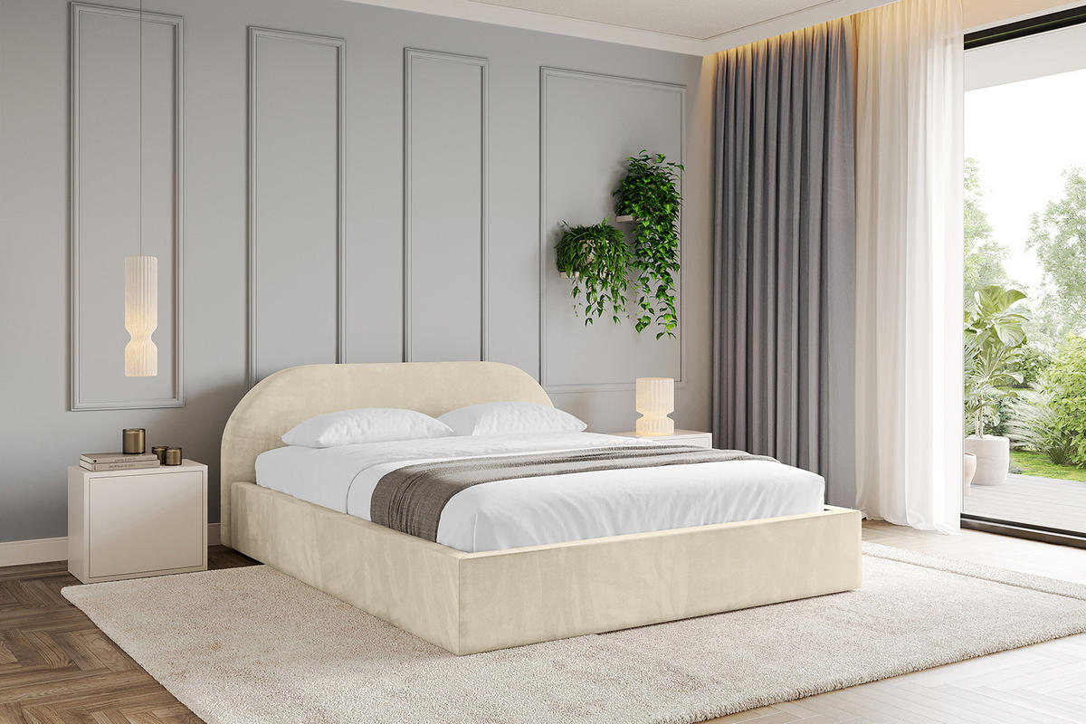 POLSTERBETT mit Bettkasten und Lattenrost, Bett mit Matratze H3/H4 - TIVON-V1 180x200 Beige - Ecru, Holzwerkstoff/Textil (180/200cm) - ALTDECOR