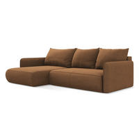 ECKSOFA mit Schlaffunktion Strukturstoff Stoff Orange - Terra cotta/Schwarz, Kunststoff/Textil (148/240cm) - Makamii