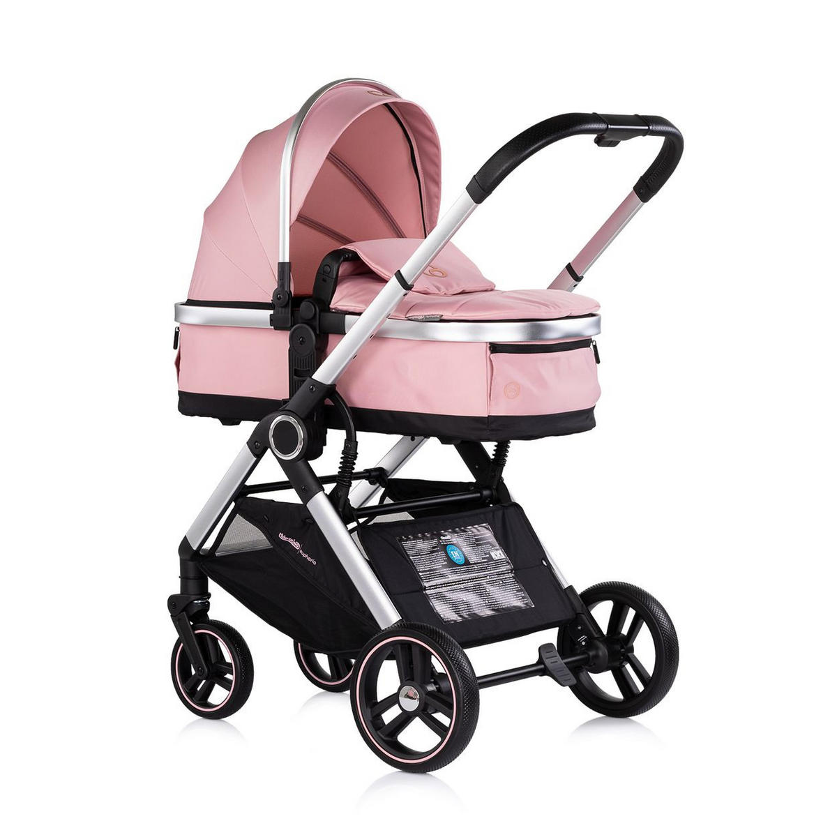 KOMBIKINDERWAGEN Euphoria 3in1 rosa Sportsitz Babyschale umbaubar klappbar - Rosa, Metall (88/64/107cm) - Chipolino