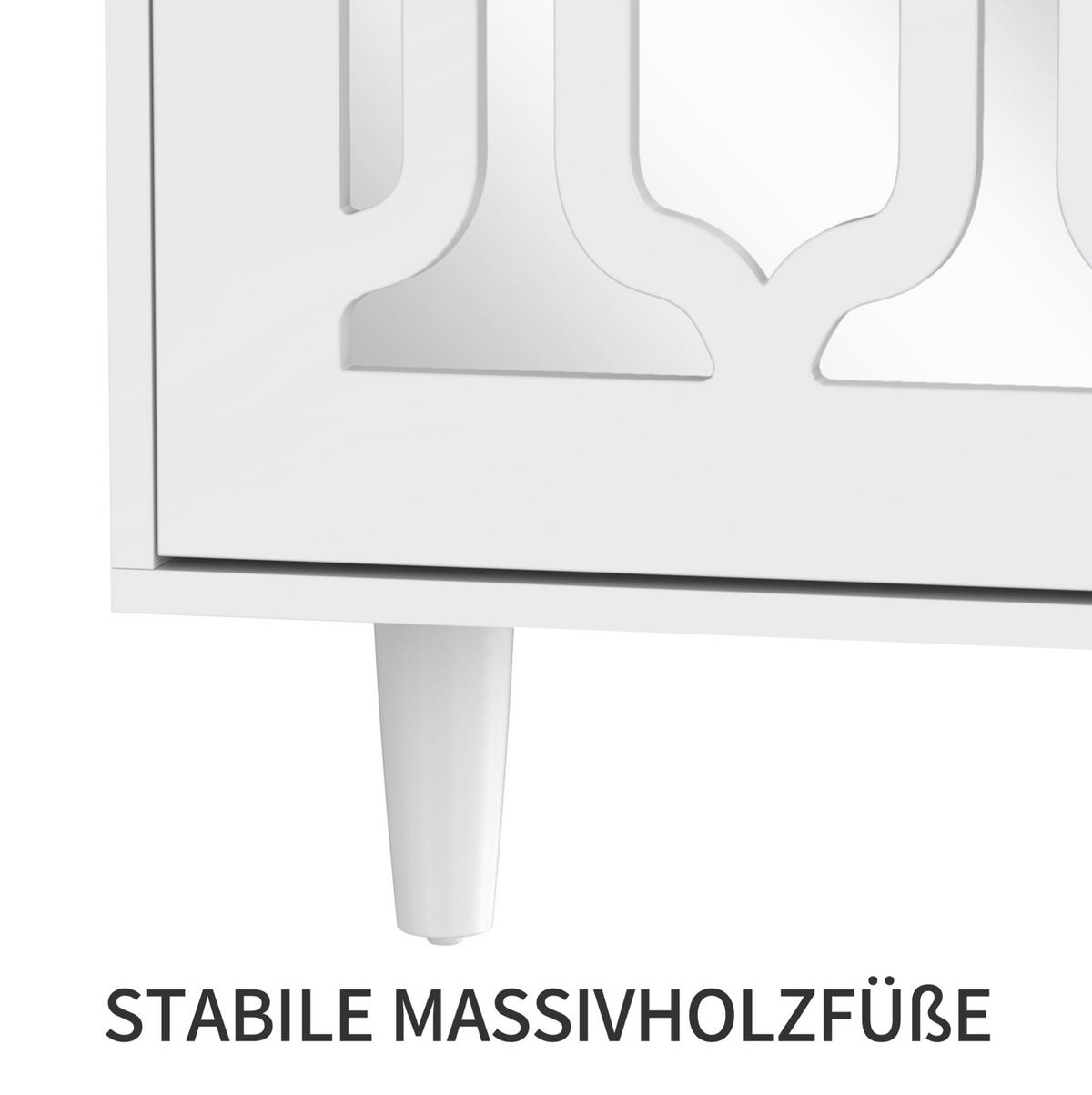 SKŘÍŇ na nádobí 147,5/40/102 cm bílá, MDF se zrcadlovým povrchem a skleněnými úchytkami - bílá, kompozitní dřevo (147.5/102/40cm) - BEAOK