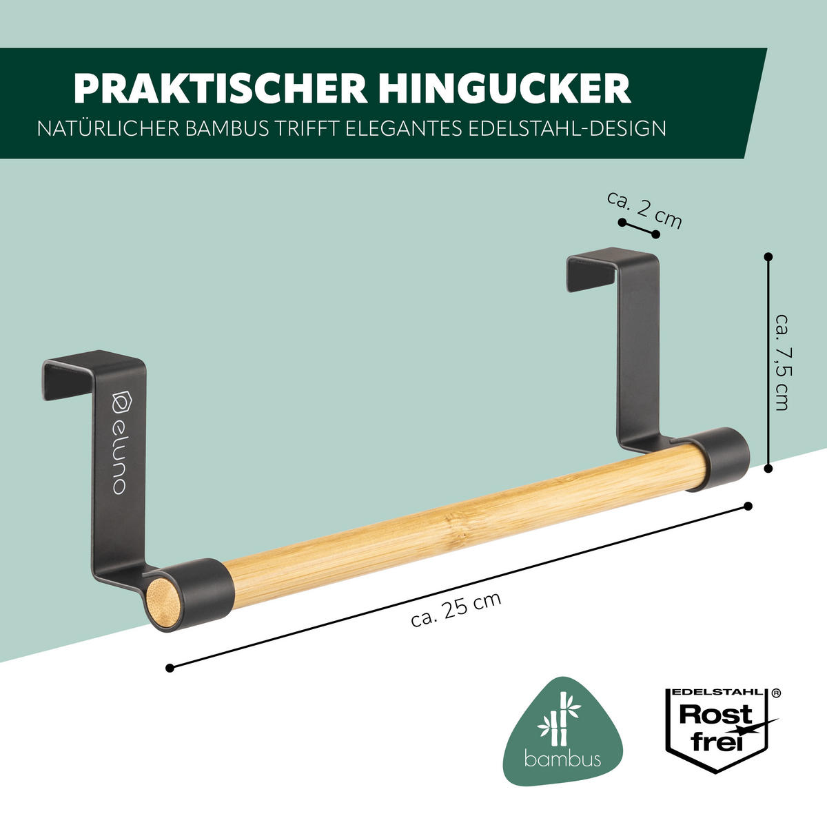 GESCHIRRHANDTUCHHALTER, schwarz, Bambus - Schwarz, Metall (25/7.5/6cm) - eluno