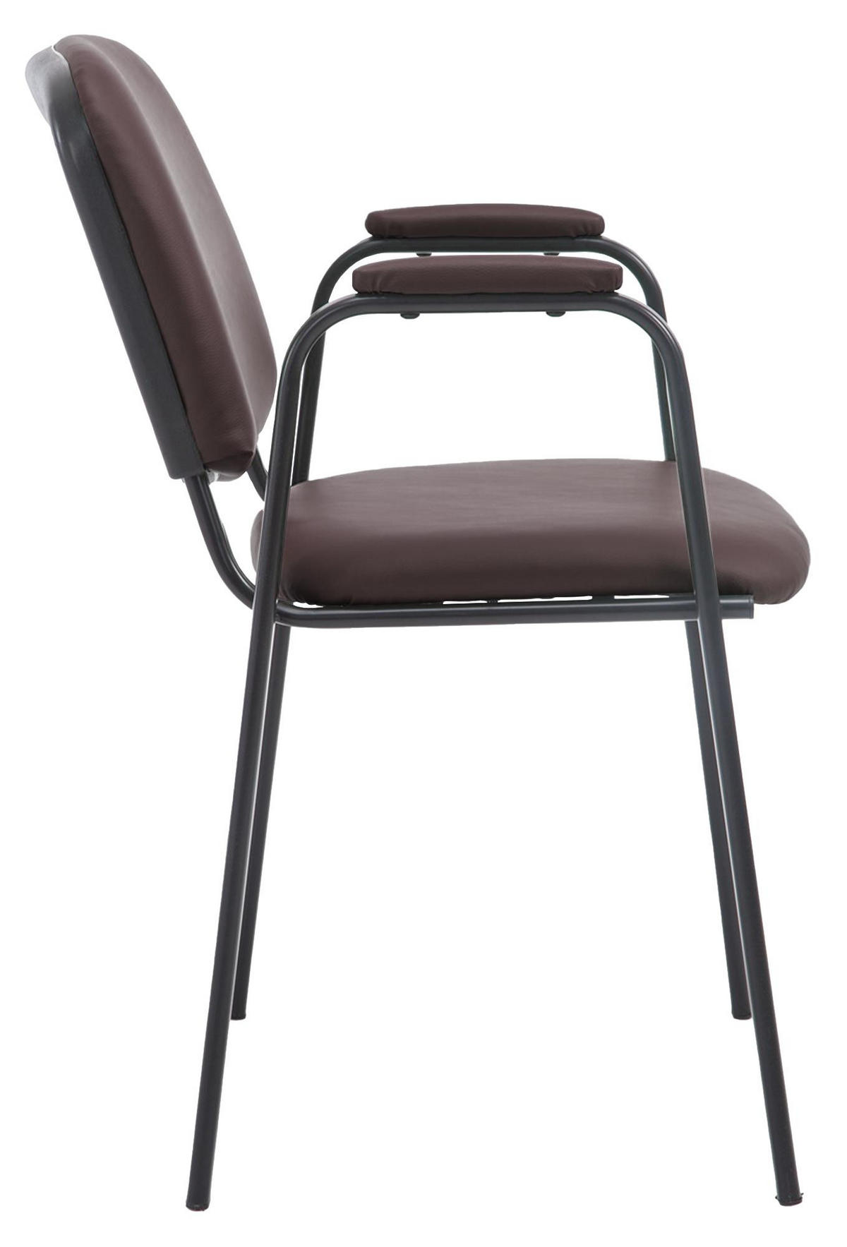 BESUCHERSTUHL Lederlook braun - Schwarz/Braun, Textil/Metall (53/79/55cm) - CLP