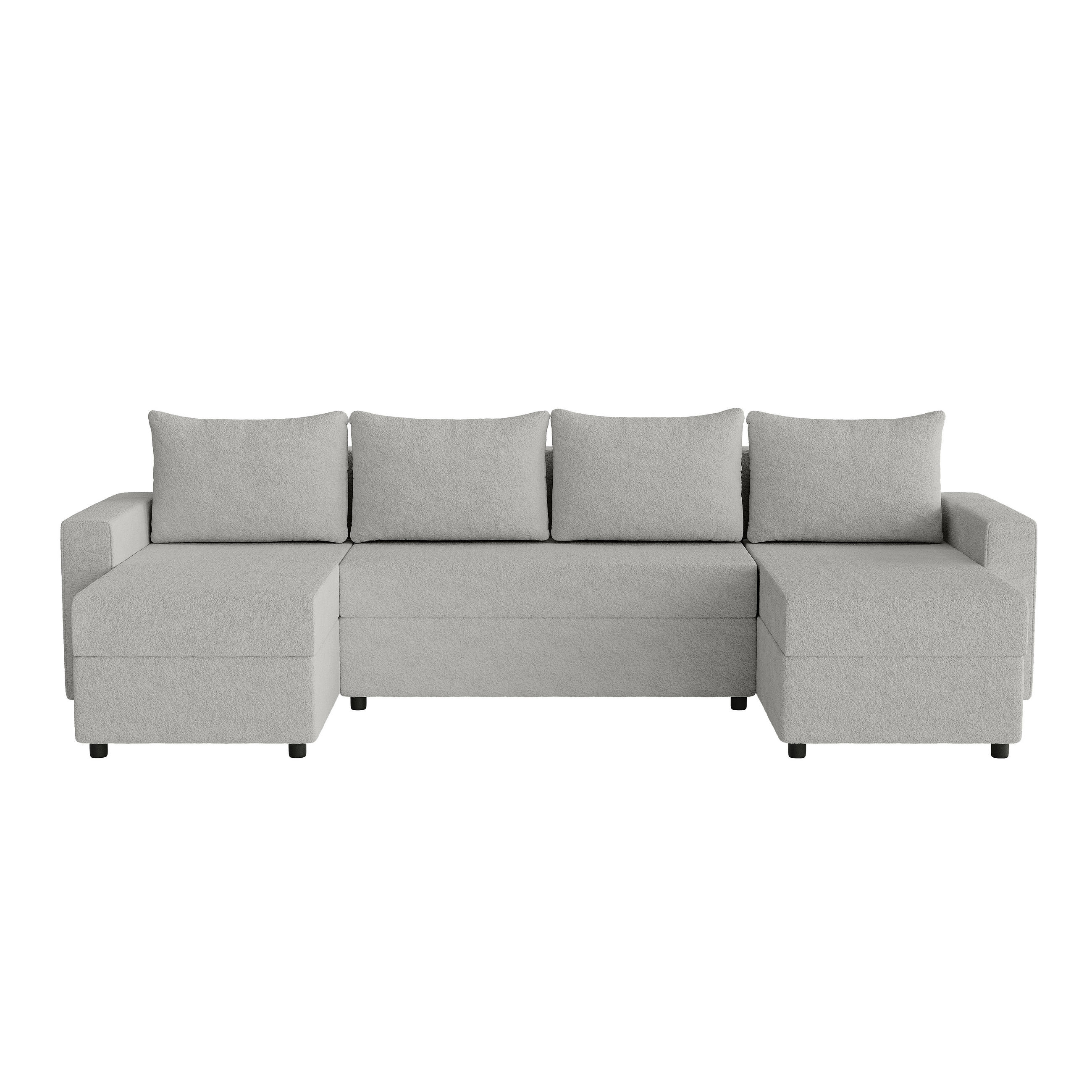 WOHNLANDSCHAFT Goka Lux U mit Schlaffunktion, Grau - Grau, Textil (298/72/146cm) - Fedve