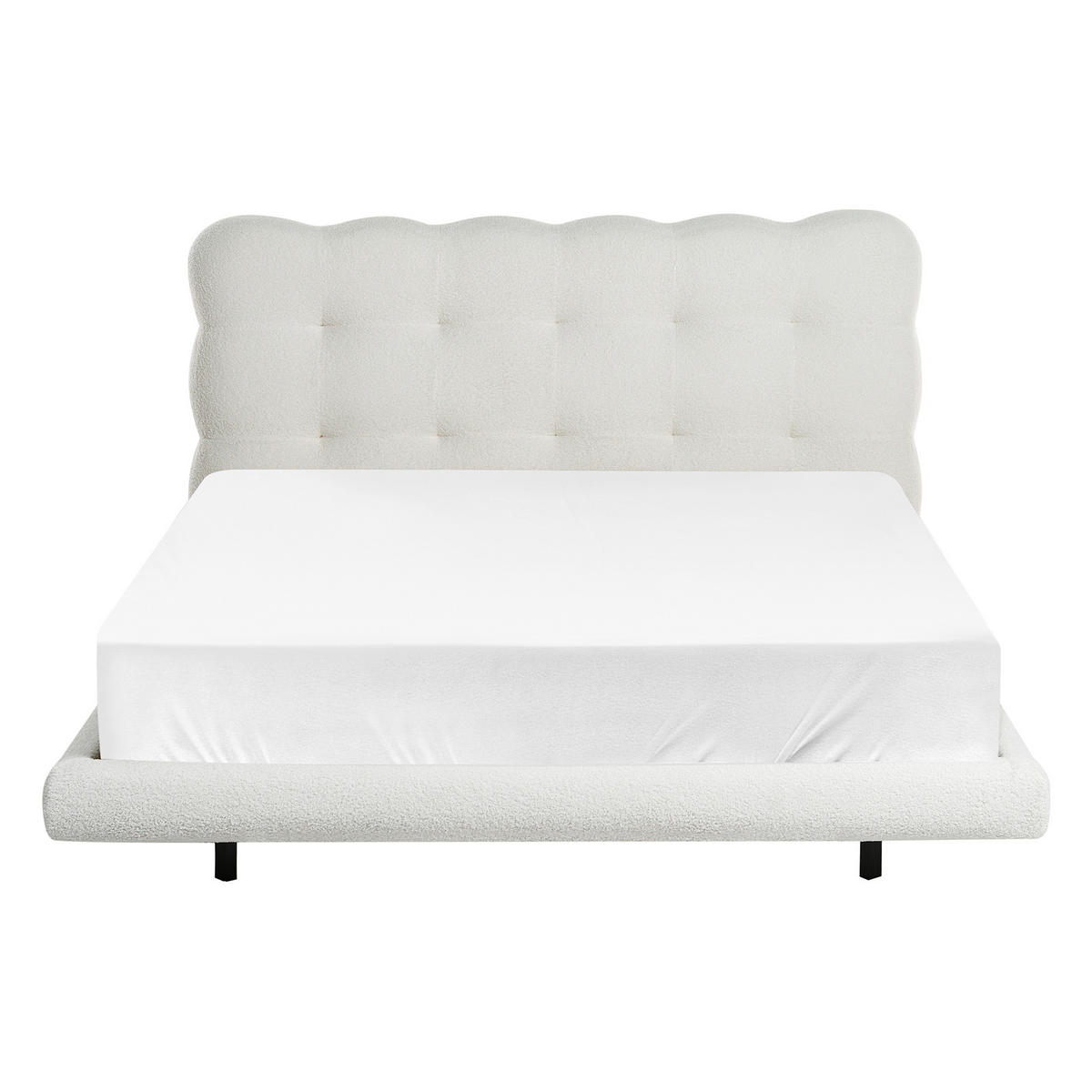 POSTELJA z letvenim dnom 140/200 bouclé kremasto bela Soulisse - krem, tekstil (140/200cm) - Beliani