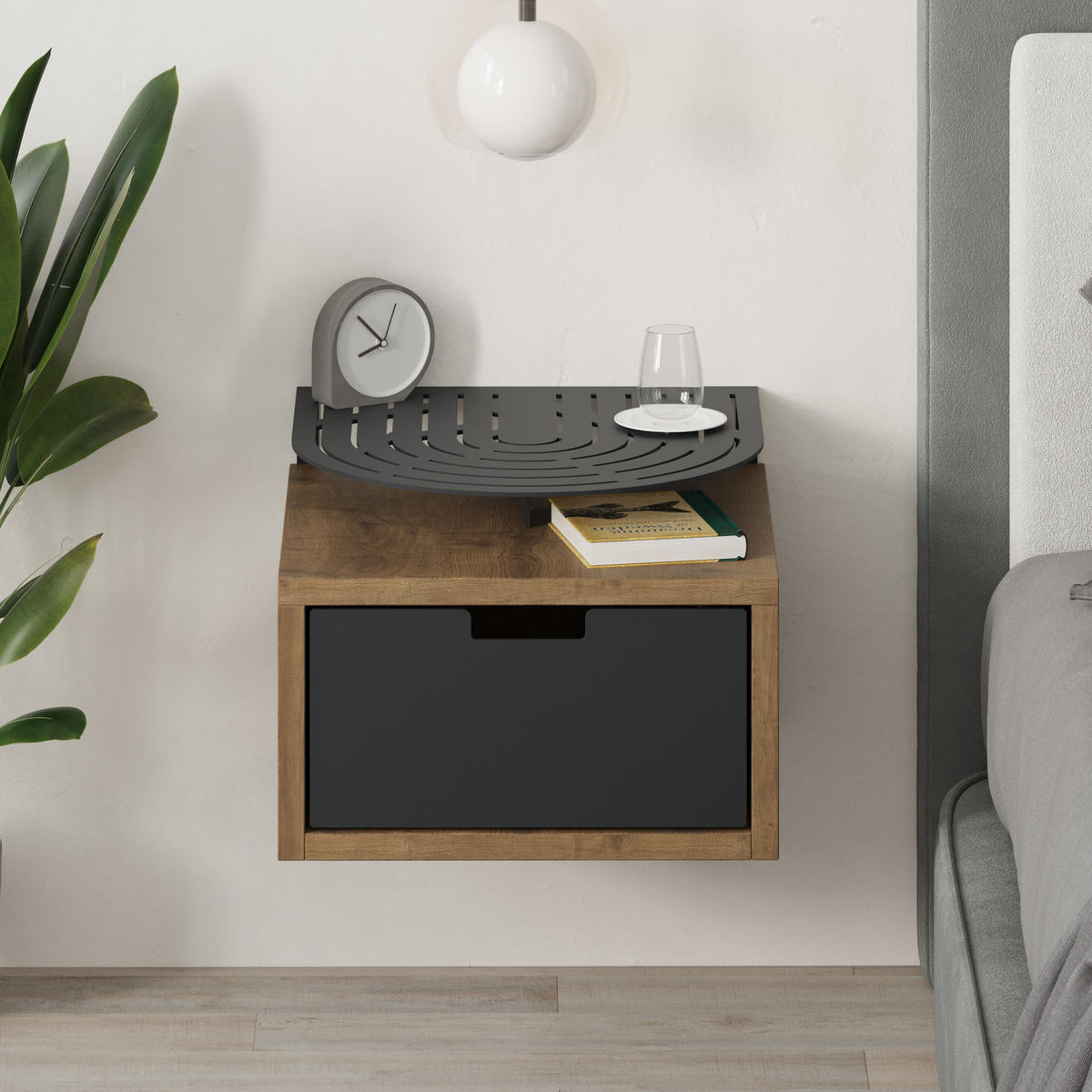 NACHTTISCH Oslo Dunkle Eiche 33/24/33 cm - Dunkelbraun, Holzwerkstoff (33/23.9/33.3cm) - Decortie