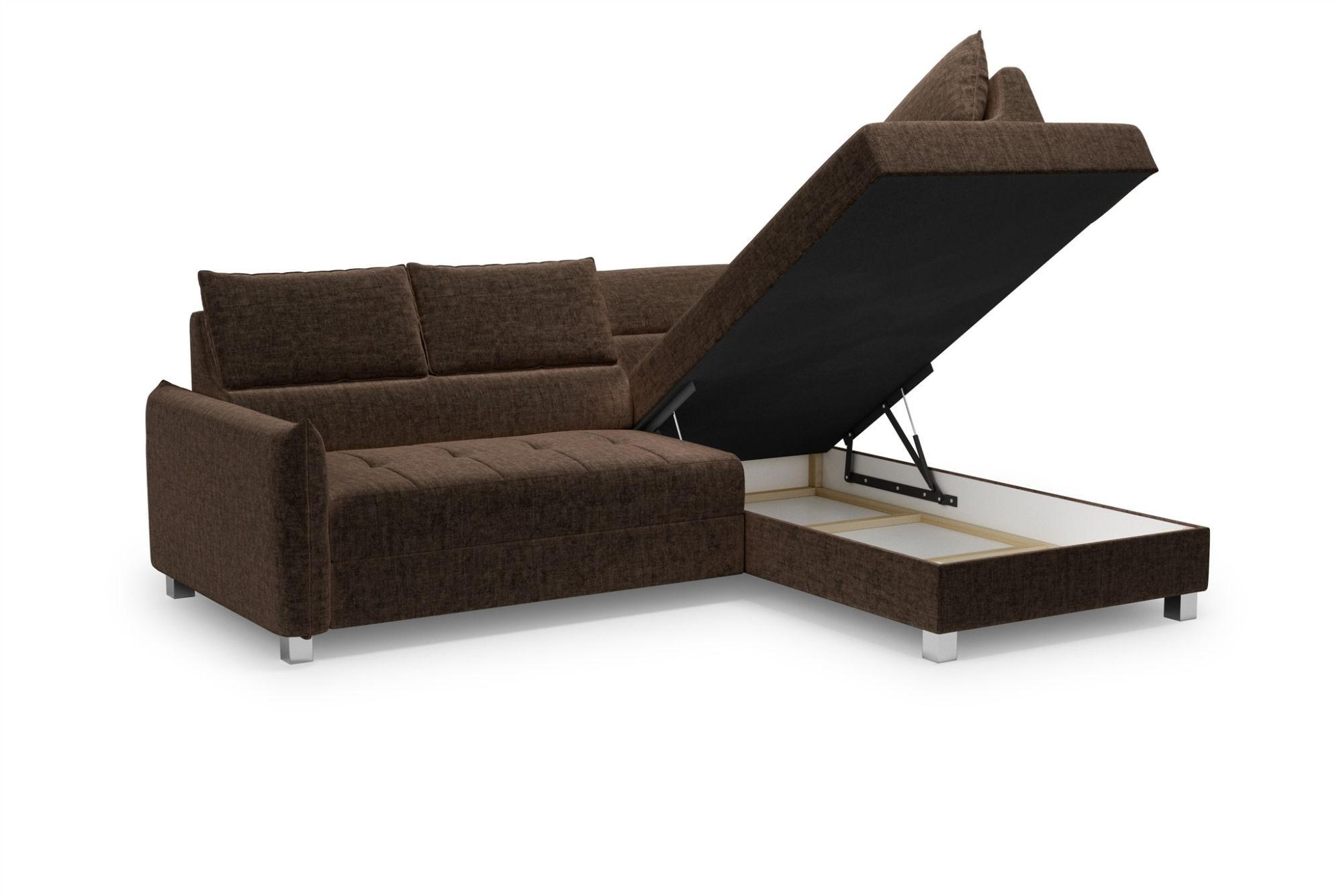 Thumbnail - Fun Möbel Ecksofa, Braun, Textil, Ottomane rechts, 260x200 cm, Wohnzimmer, Sofas & Couches, Wohnlandschaften, Ecksofas