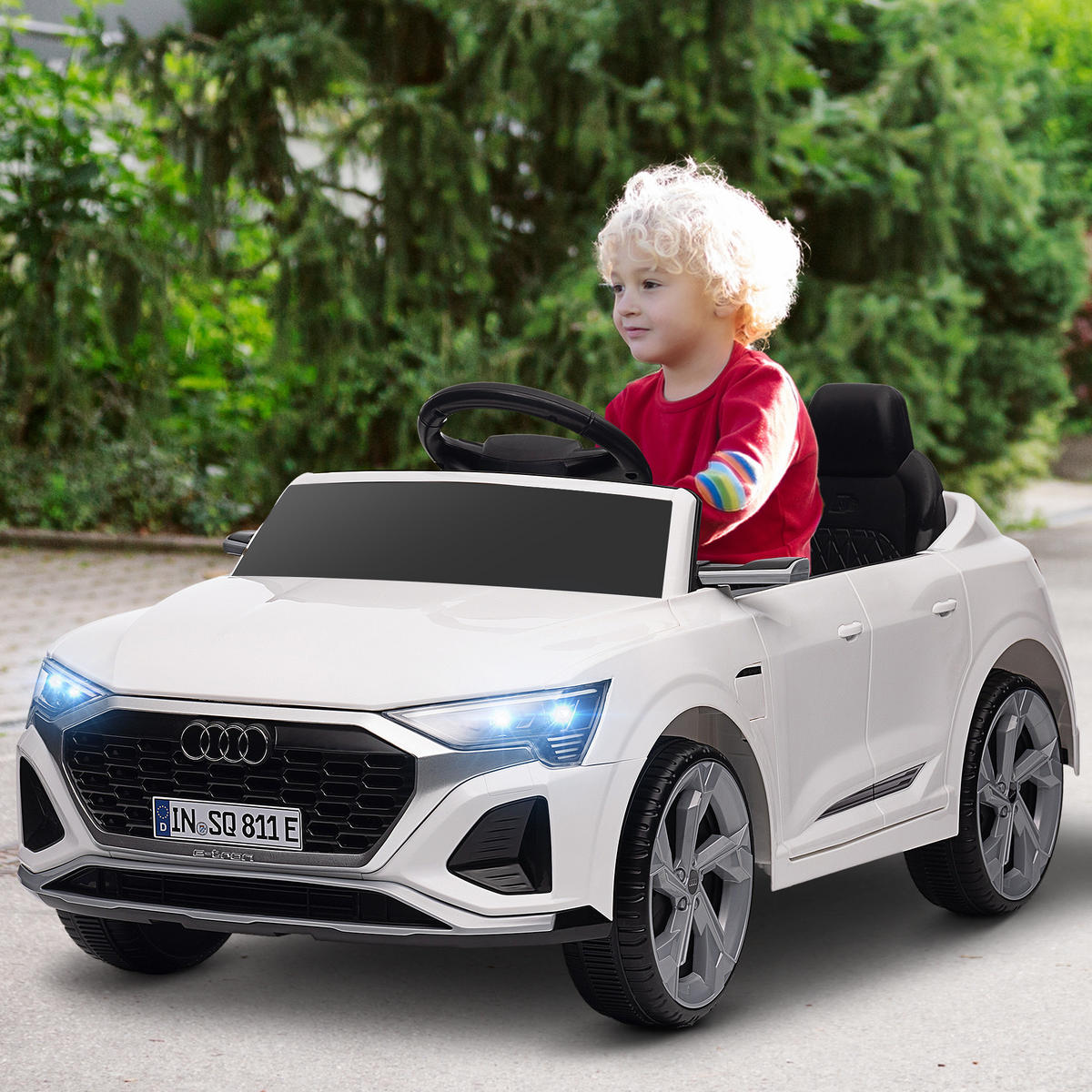 KINDER Elektroauto 12V Kinderauto mit 2,4G Fernbedienung, MP3 Musik & Hupe - Weiß, Kunststoff (98/49.5/43cm) - AIYAPLAY