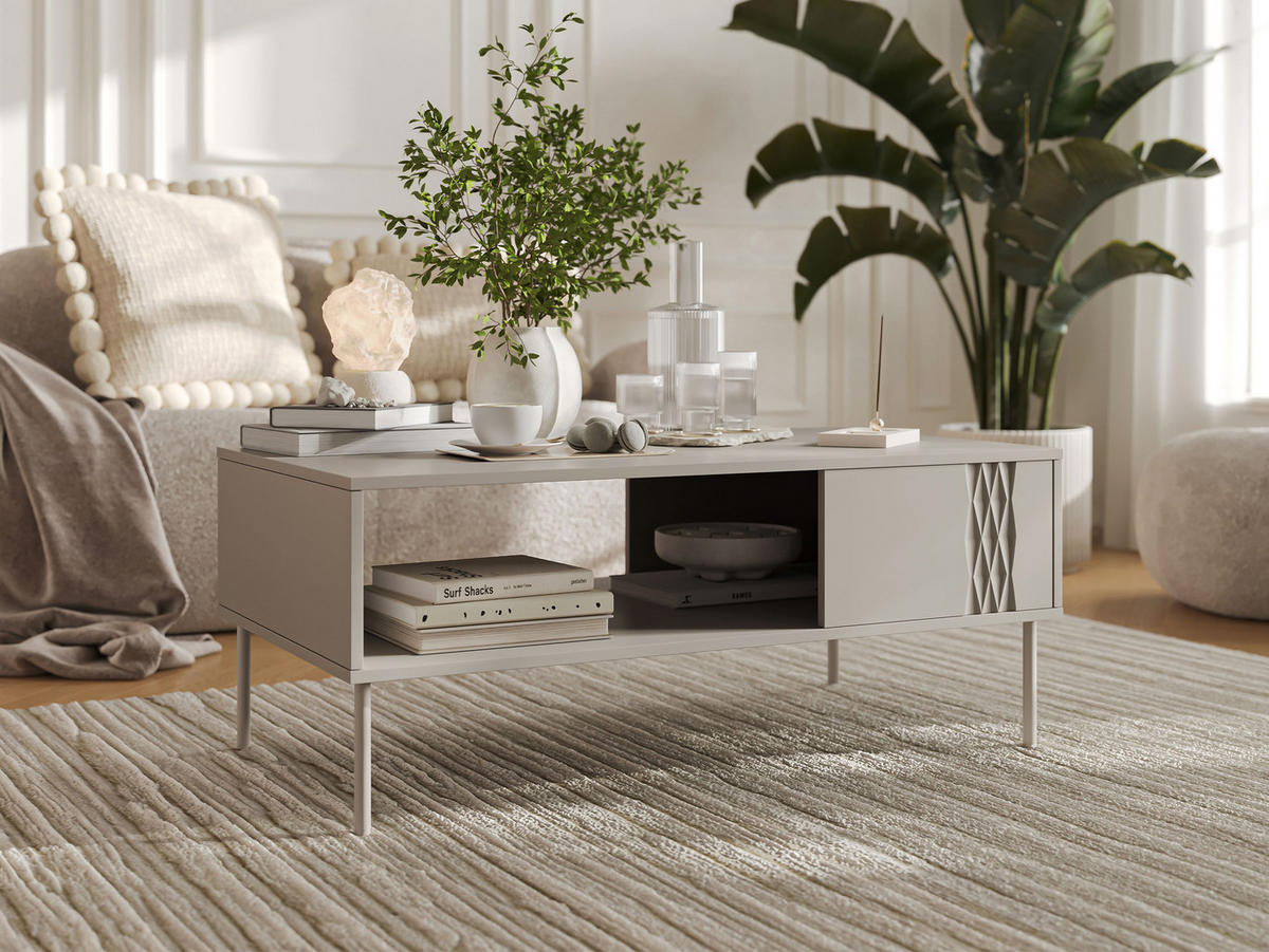COUCHTISCH Tresse - Beige, Holzwerkstoff/Metall (60/110/40cm) - MIRJAN24