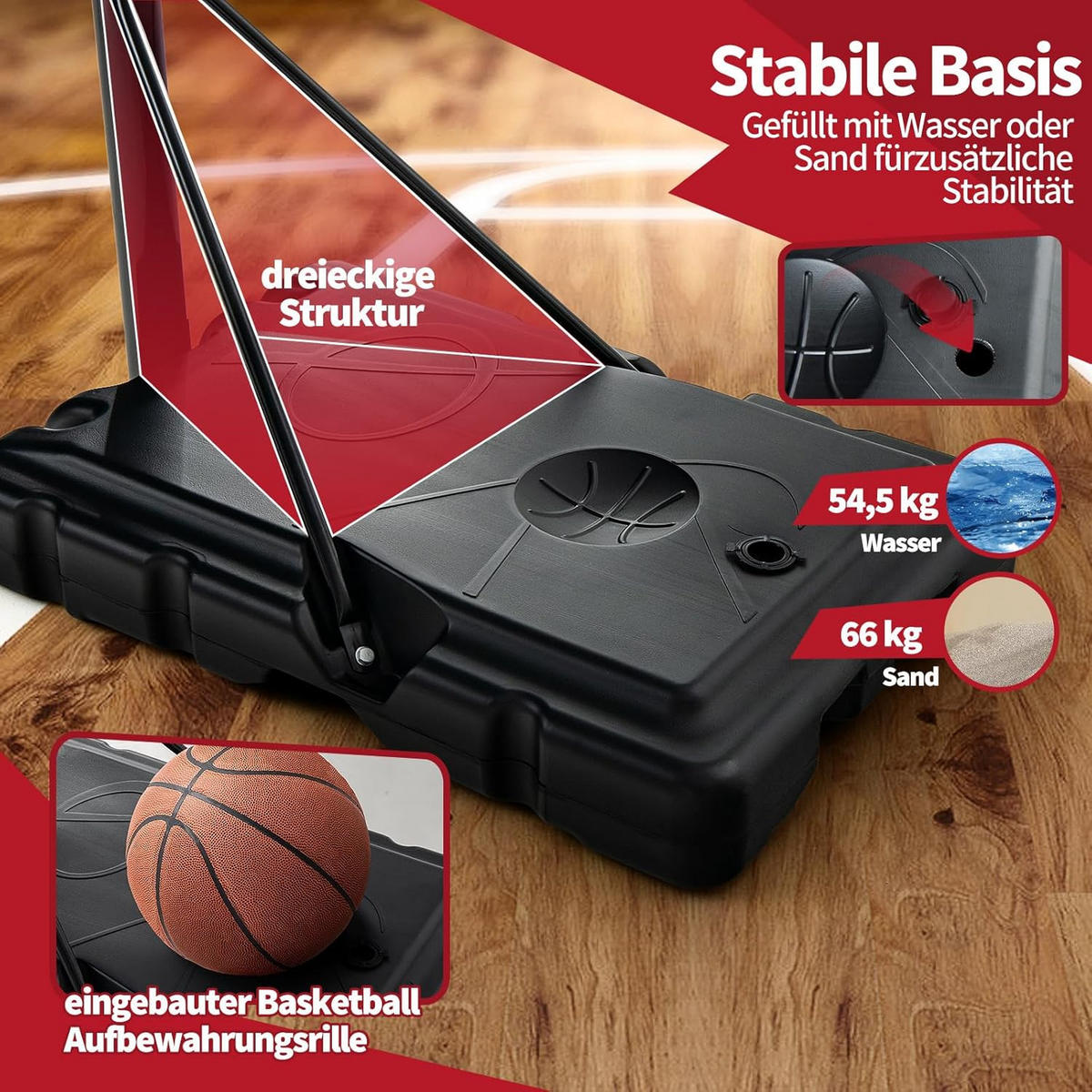 BASKETBALLANLAGE Schwarz - Schwarz, Metall (60/89cm) - COSTWAY