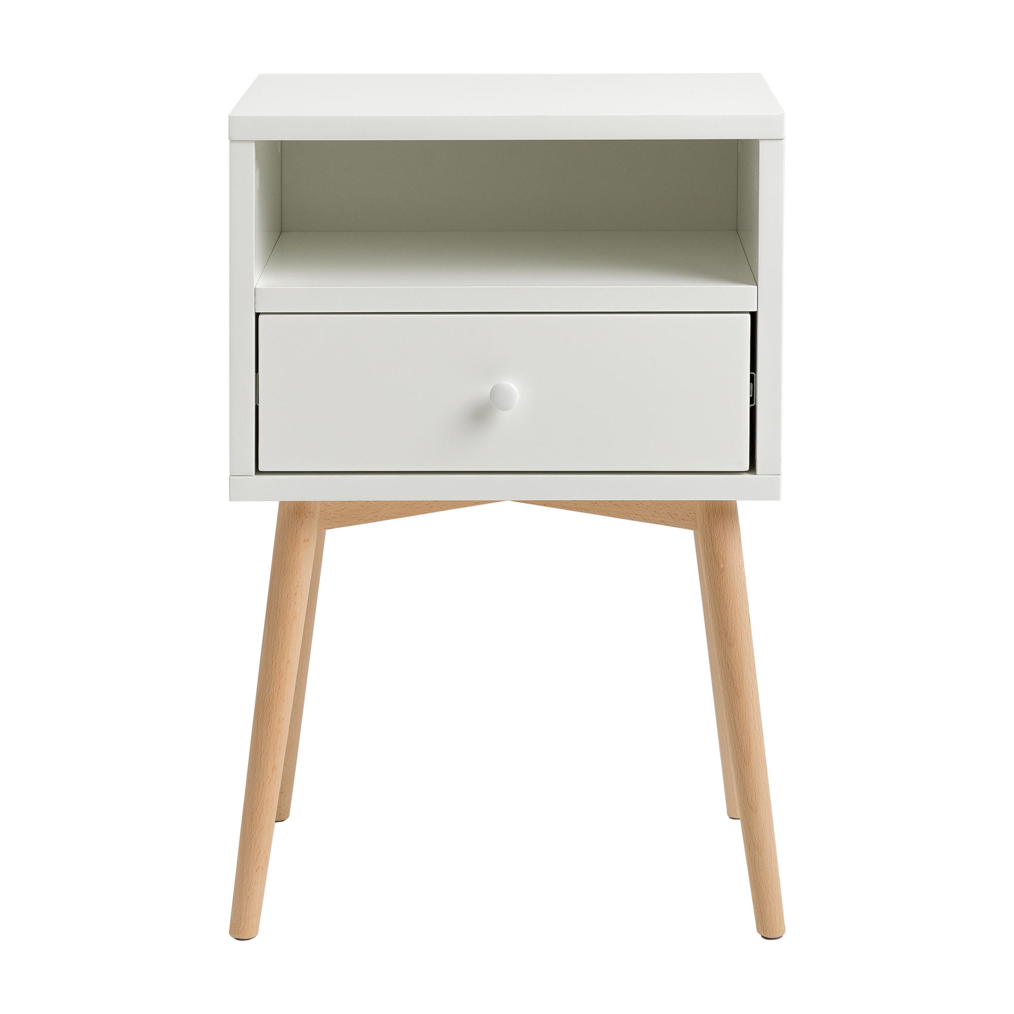 NACHTTISCH Tilo Natur - Weiß 40 cm x 60 cm - Braun/Weiß, Holz (40/60/30cm) - Kenay Home