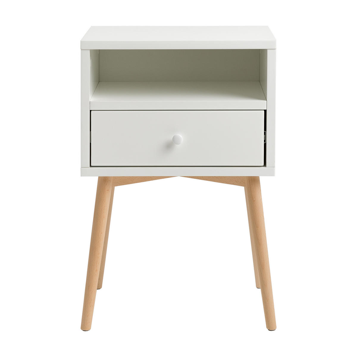 NACHTTISCH Tilo Natur - Weiß 40 cm x 60 cm - Braun/Weiß, Holz (40/60/30cm) - Kenay Home