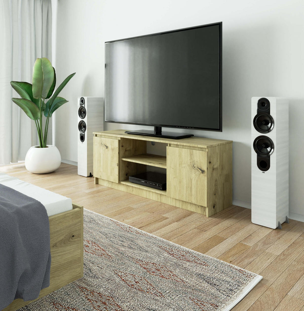 TV-ELEMENT Eiche Artisan 140x40x55 cm - Eiche Artisan, Holzwerkstoff (140/55/40cm) - Akord