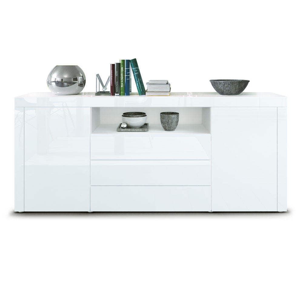 SIDEBOARD Santiago Weiß Hochglanz / Weiß Hochglanz - Weiß Hochglanz, Holzwerkstoff (167/72/35cm) - Vladon
