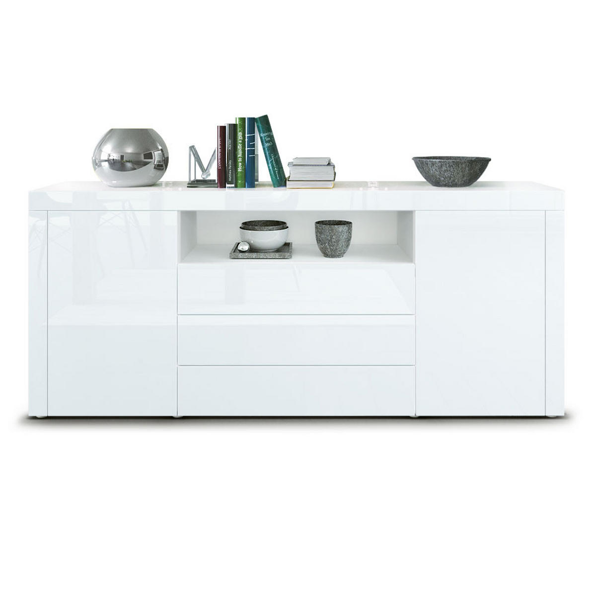 SIDEBOARD Santiago Weiß Hochglanz / Weiß Hochglanz - Weiß Hochglanz, Holzwerkstoff (167/72/35cm) - Vladon
