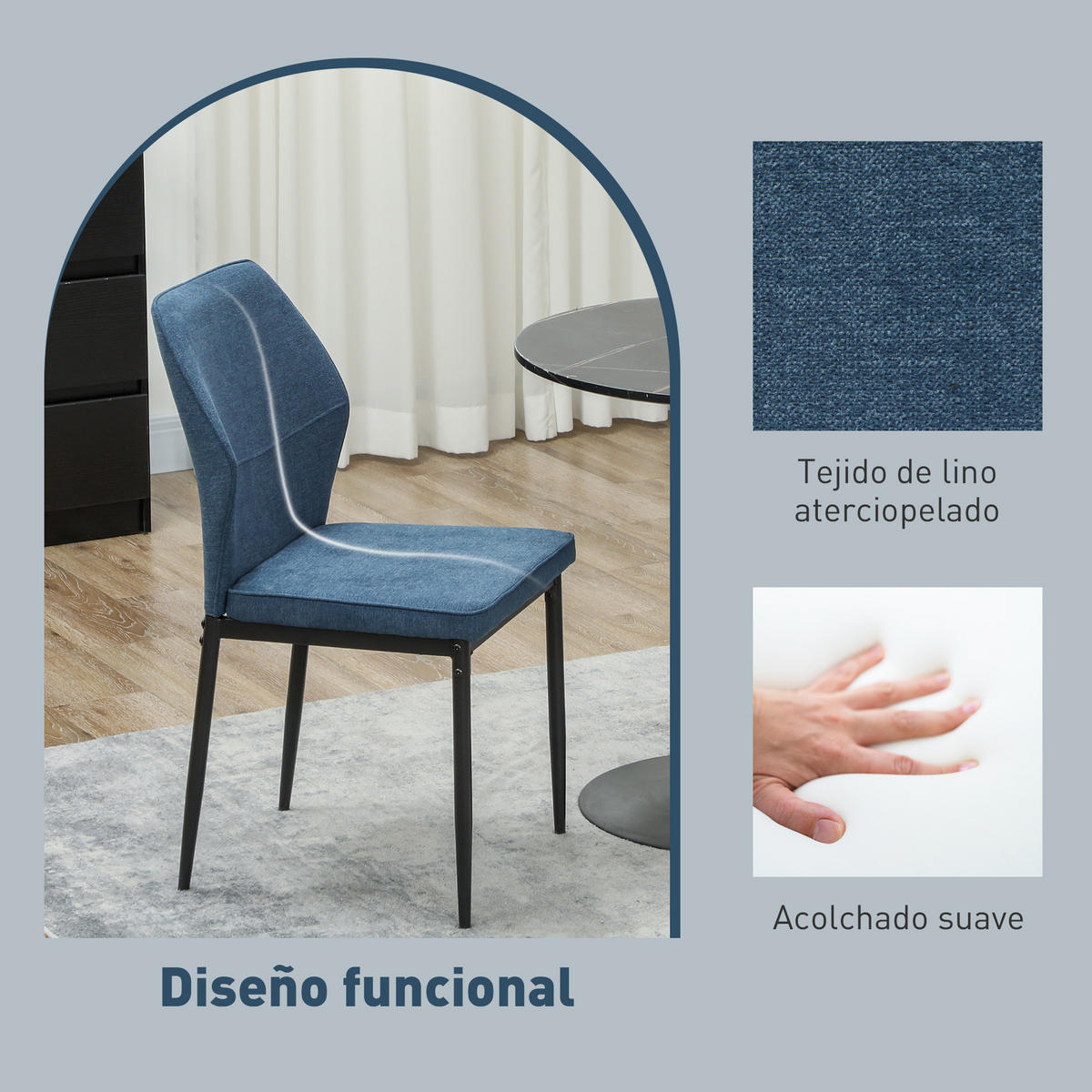 STÜHLE Blau 2 Stück - Blau, Naturmaterialien (45/86/57cm) - GiPP