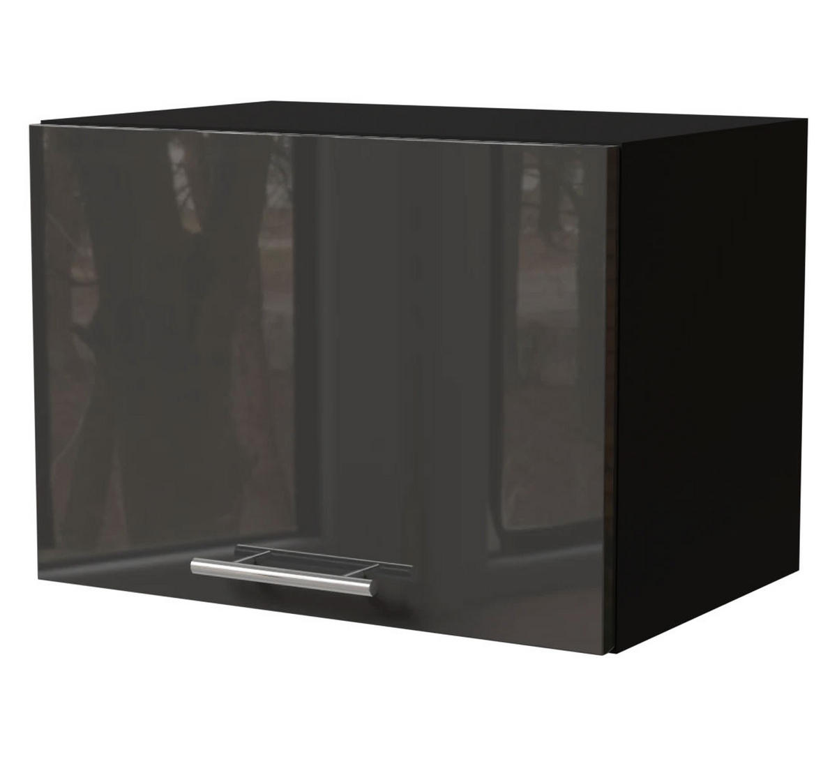 KLAPPHÄNGESCHRANK Essen W4B/50 Graphit Hochglanz / Schwarz Matt 50 / 32,5 / 36cm - Schwarz/Graphitfarben, Holz/Holzwerkstoff (50/36/32.5cm) - Feldmann-Wohnen