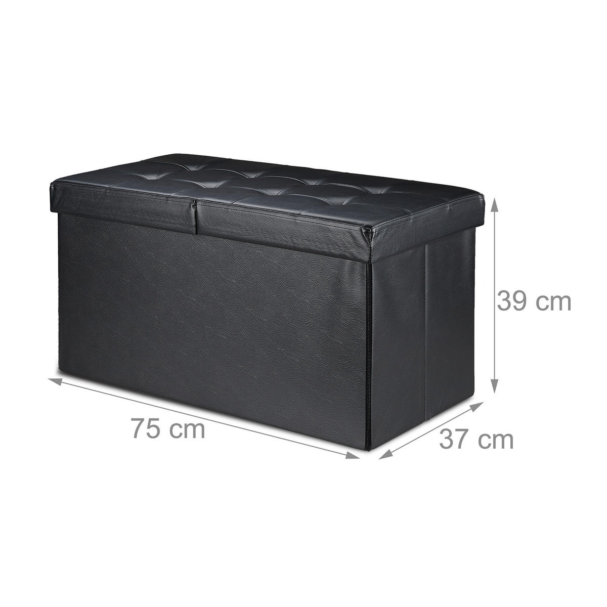 SITZBANK - Schwarz, Holzwerkstoff/Kunststoff (75/39/37cm) - Relaxdays