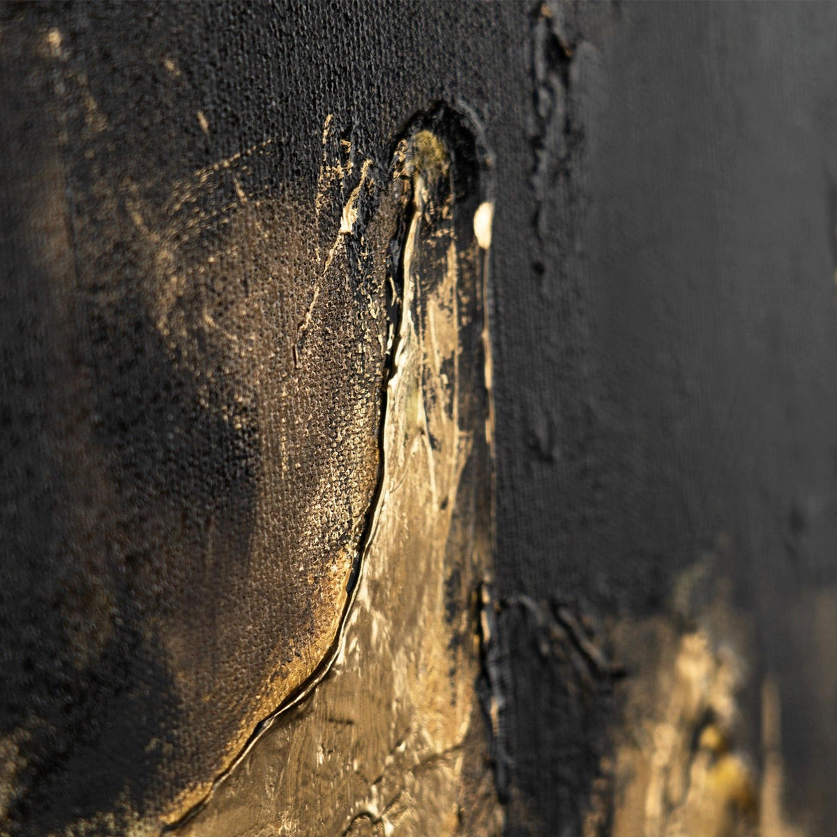 GEMÄLDE Goldene Fragmente Schattenfugenrahmen Schwarz 140x100 cm - Schwarz, Holz (140/100cm) - YS-art gallery