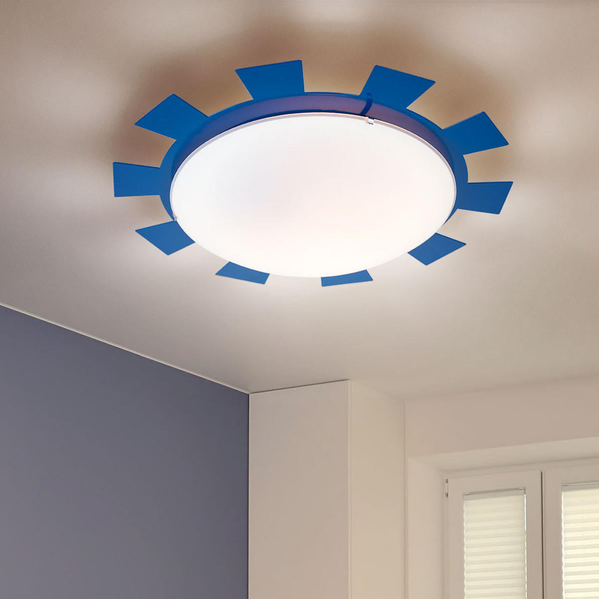 LED KINDERDECKENLEUCHTE Leonie Stahl Blau - Blau, Glas (35/35/8cm)