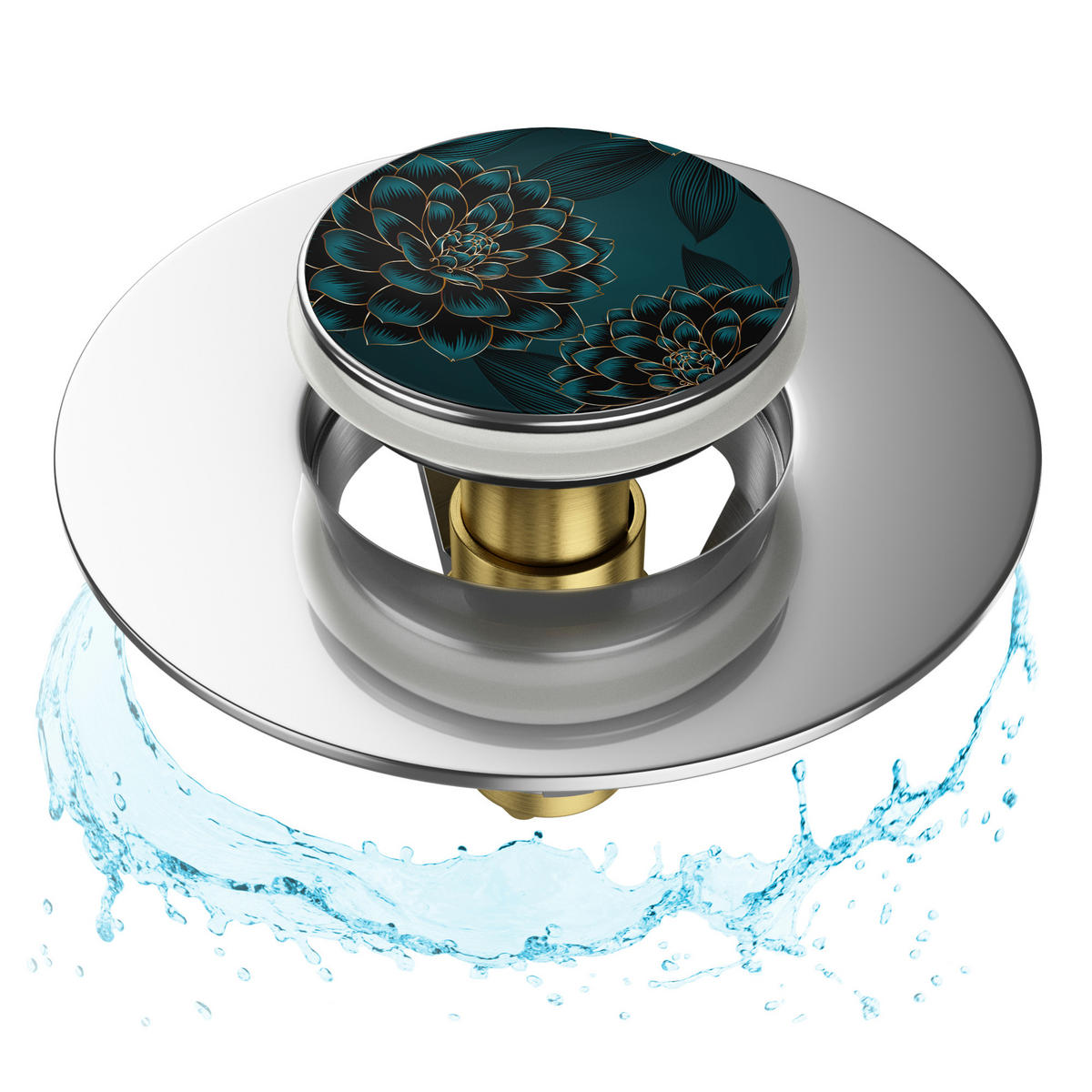 WASCHBECKENSTÖPSEL Pop-Up Dahlien - Blau, Metall (6/4/5cm) - Sanilo