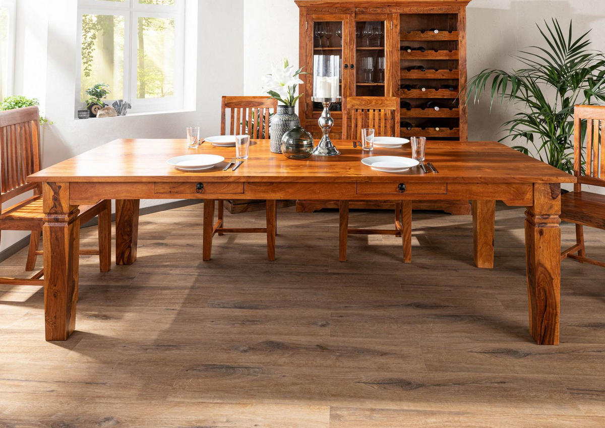 ESSTISCH Akazie 200x100x76 honig lackiert OXFORD #0606 - Braun, Holz (200/100/76cm) - Massivmoebel24