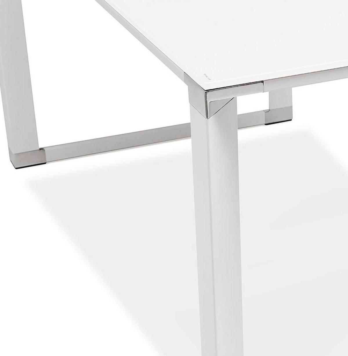 ECKSCHREIBTISCH Glas Metall Chromakzente Platzsparend KERIX, Weiß 170x160x73 cm - Weiß, Glas/Metall (160/170/73cm) - KADIMA DESIGN