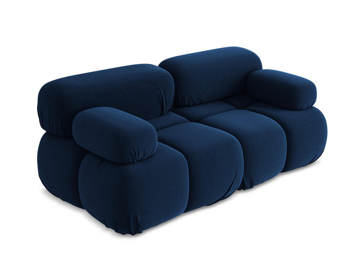 2-SITZER-SOFA Samt Stoff Blau - Blau/Schwarz, Kunststoff/Textil (190/70/96cm) - Makamii