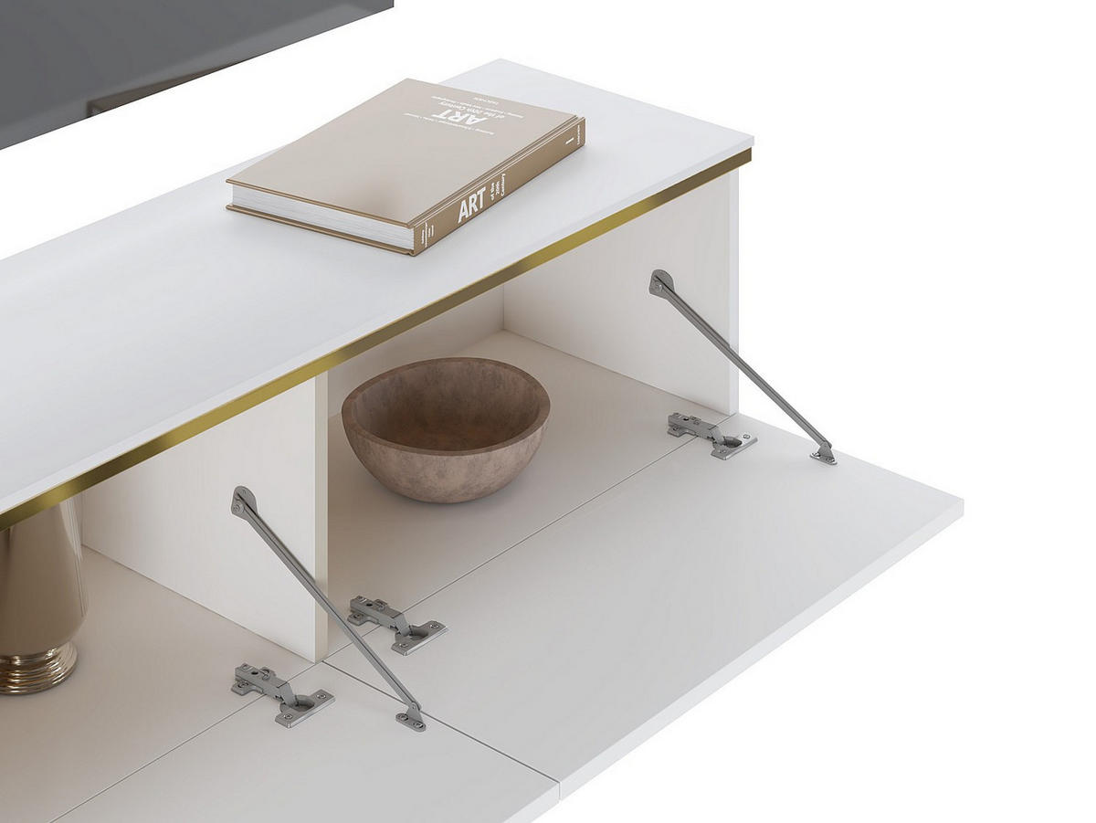 TV-HÄNGESCHRANK - 180 cm x 34.5 cm - holz - weiß Vukia - Weiß, Holz (180/30/34.5cm) - Vente-Unique