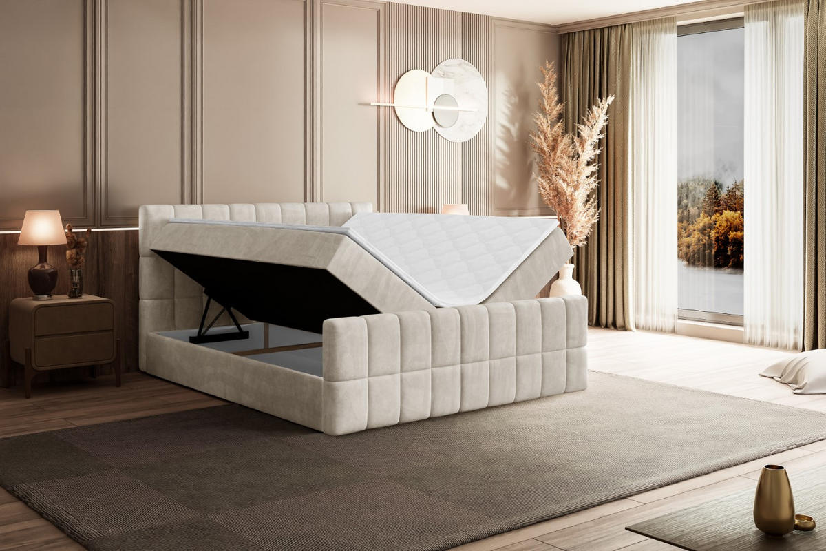 BOXBETT MIAMI-Z - 180x200 cm - H3 - Ecru - Ecru, Holzwerkstoff (180/200cm) - ALTDECOR