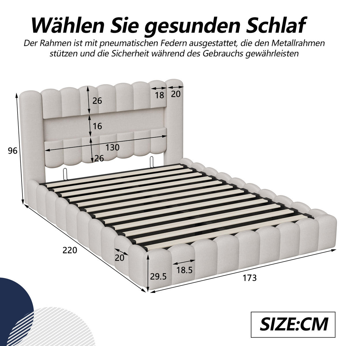POLSTERBETT 160x200 cm Bett mit LED-Kopfteil, Polsterbett mit Stauraum, Stauraumbett, Leinen, Beige - Beige, Holzwerkstoff (160/200cm) - Novahome
