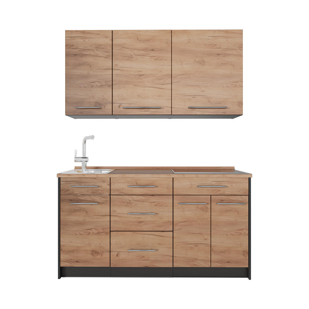 SAMOSTATNÁ KUCHYŇA Fame-Line, Dub Goldkraft/antracitová, 150 cm, AP Oak - dub medový/antracitová, kompozitné drevo (150/82/60cm) - Vicco