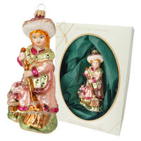 CHRISTBAUMSCHMUCK Biedermeier Mädchen mit Besen Rosa 13cm (Glas / 1 Stk.) - Rosa, Glas (7/13/6cm) - Krebs Glas Lauscha
