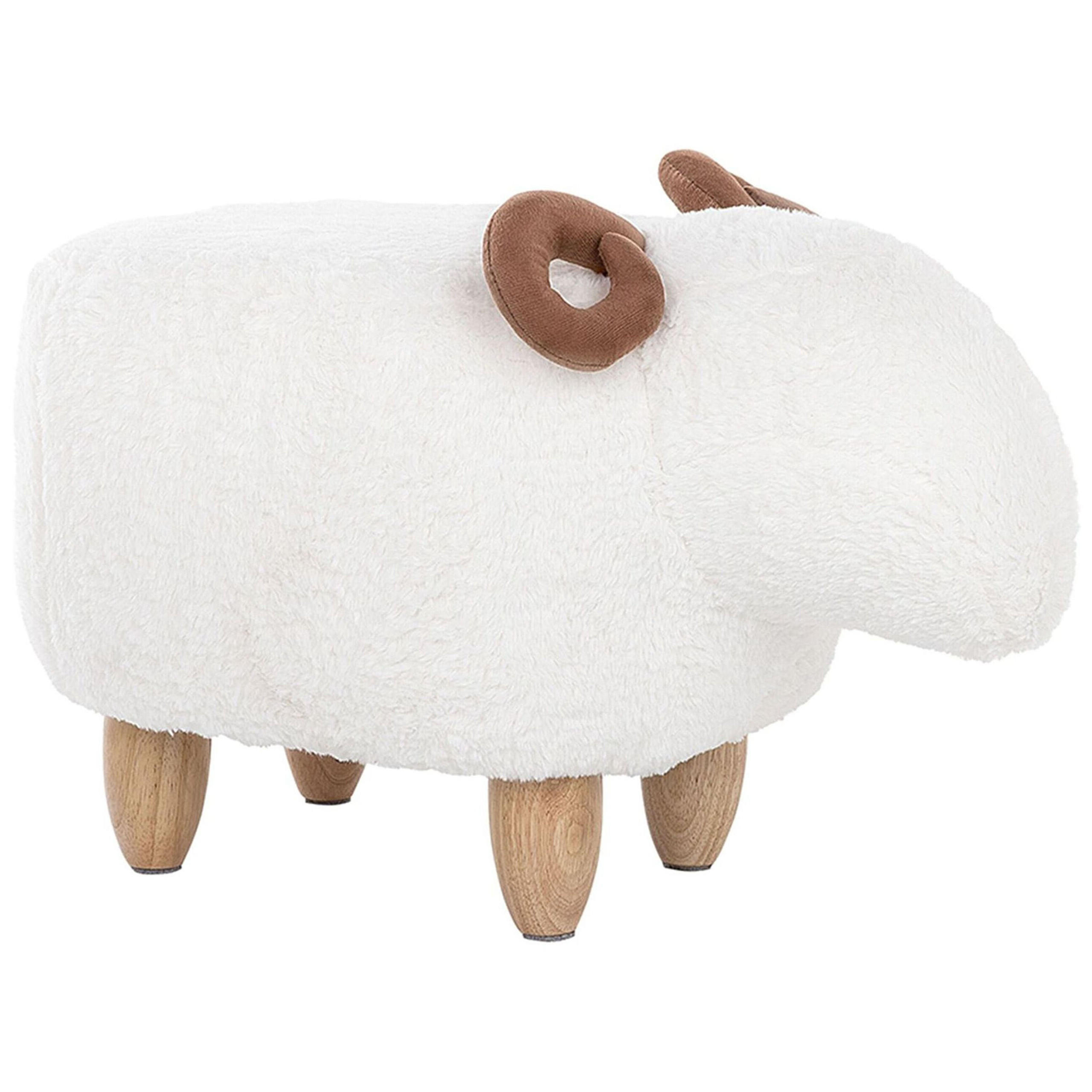 TIERHOCKER Lamb 34/61/36 cm - Weiß, Kunststoff/Textil (61/36/34cm) - Beliani