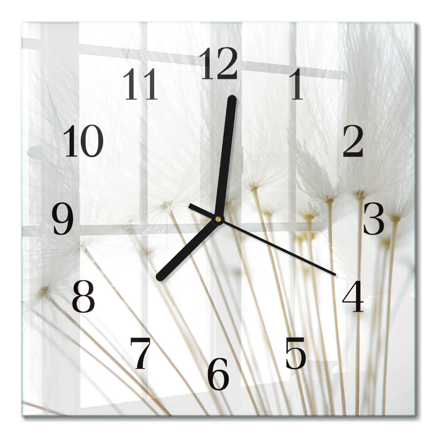 WANDUHR 30x30 cm - Löwenzahn - Weiß, Glas (30/30/0.4cm) - TULUP