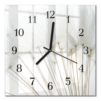 WANDUHR 30x30 cm - Löwenzahn - Weiß, Glas (30/30/0.4cm) - TULUP
