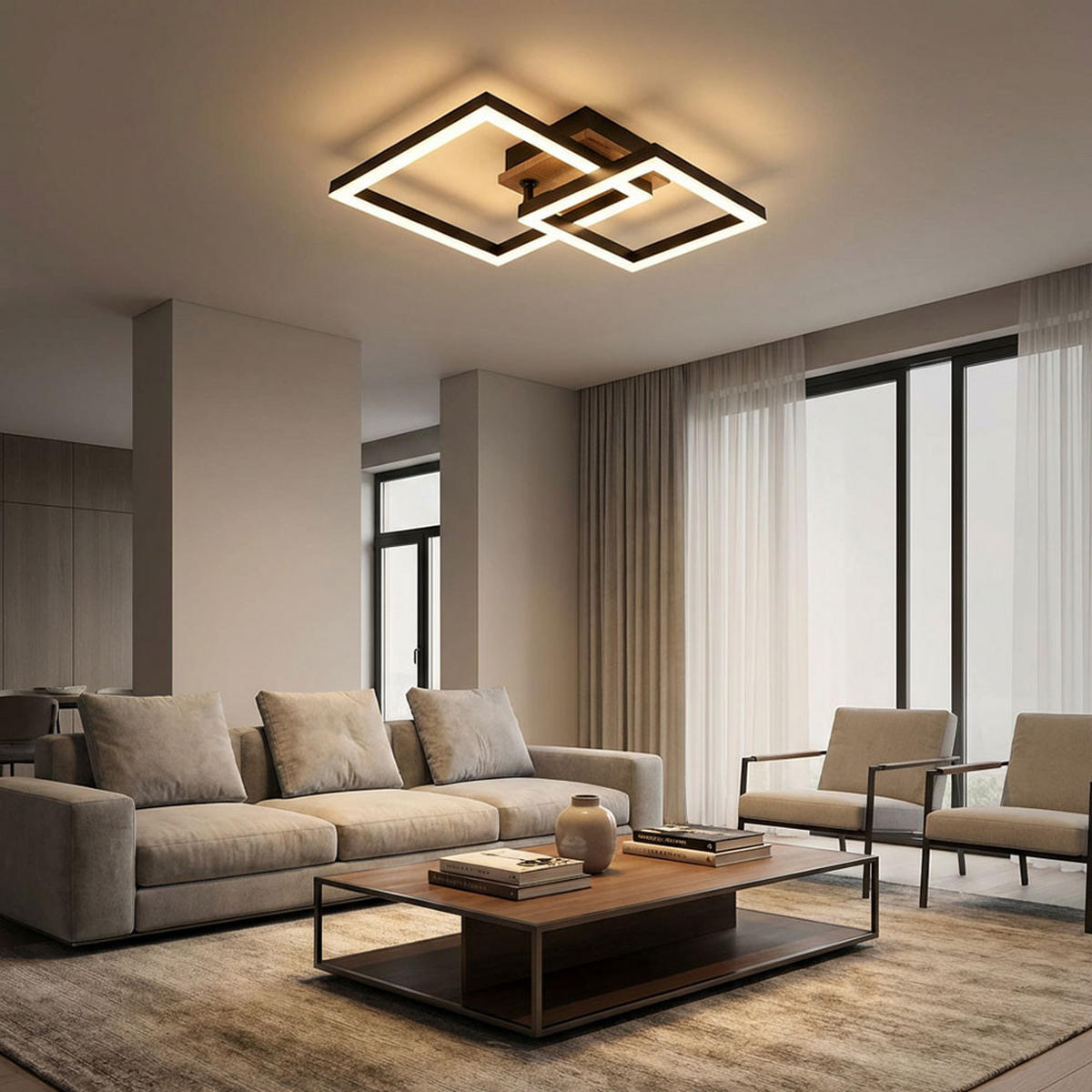 LED DECKENLEUCHTE Metall Schwarz - Schwarz, Metall (42/31/7.5cm) - Globo Lighting