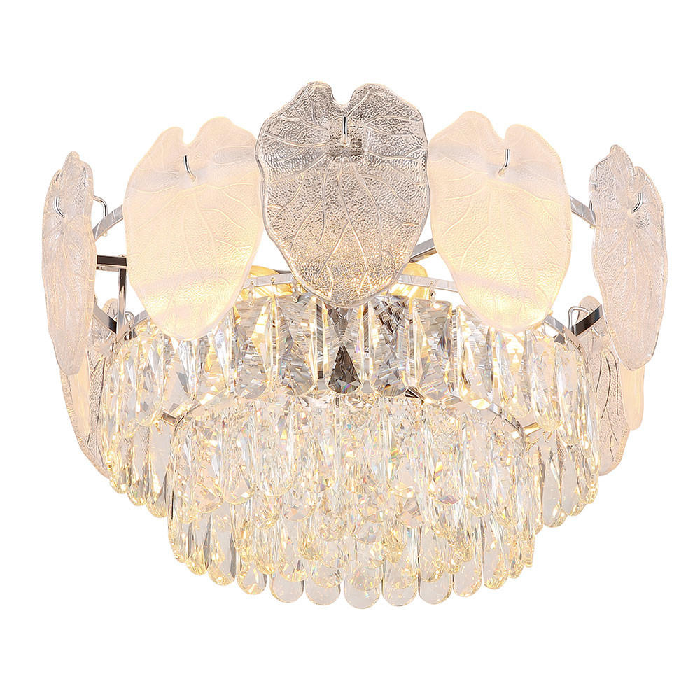 DECKENLEUCHTE BENJAMIN Chrom Kristall Silber 8-flammig - Silberfarben, Glas (50/50/27.9cm) - Globo Lighting