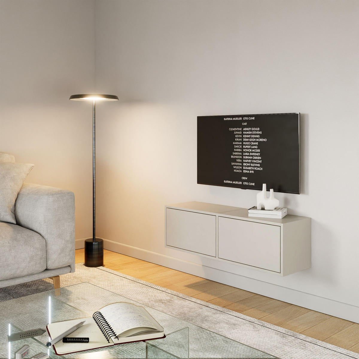 TV-LOWBOARD hängend, 2 Klappen, Kaschmir, 100 cm - Kaschmir, Holzwerkstoff (100.6/30/30cm) - Selsey