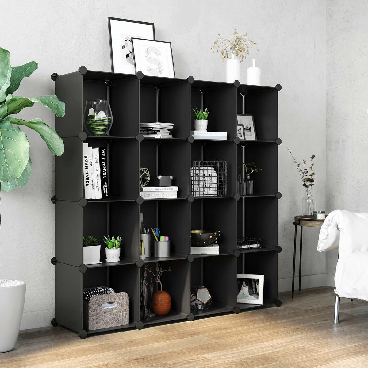 STECKREGALSYSTEM - Schwarz, Kunststoff (31/125/125cm) - Hansiro