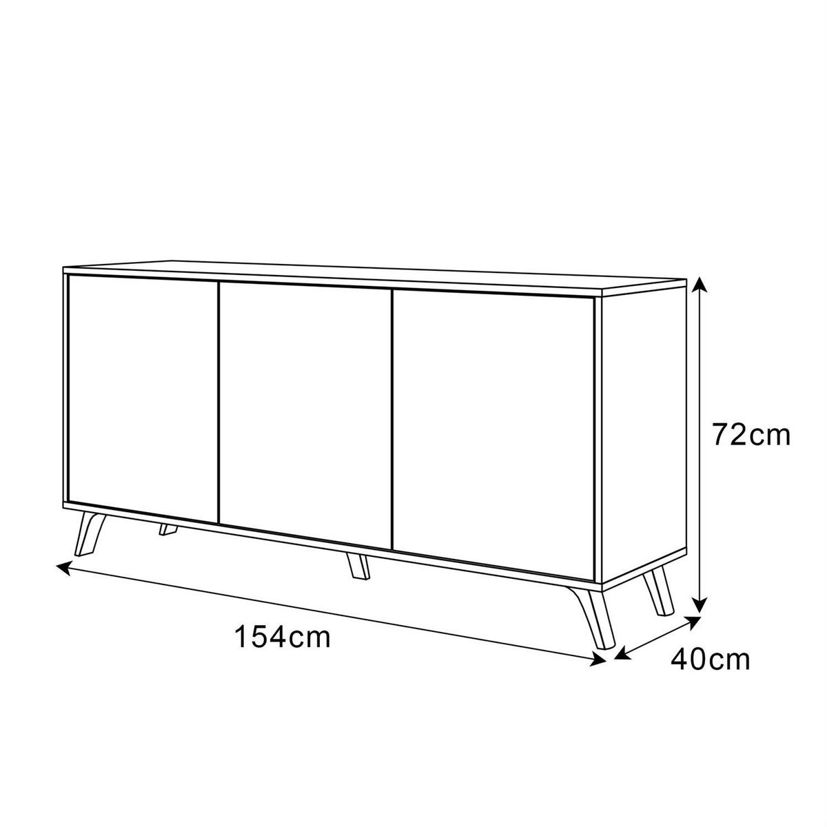 SIDEBOARD SANAYI auf weißen Beinen, Hochglanz Weiß/Weiße Beine - Weiß, Holzwerkstoff (154/72/40cm) - Lookway