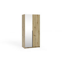 DREHTÜRENSCHRANK THALIA 100/204/58cm 2-türig mit Spiegel Eiche Artisan - Eiche Artisan, Holzwerkstoff (100/204/58cm) - MASSENO