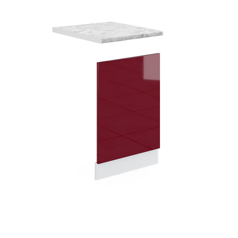 FRONTBLENDE R-Line Bordeaux Hochglanz 45 cm, AP Marmor - Bordeaux/Weiß, Holzwerkstoff (45/57.2/1.6cm) - Vicco