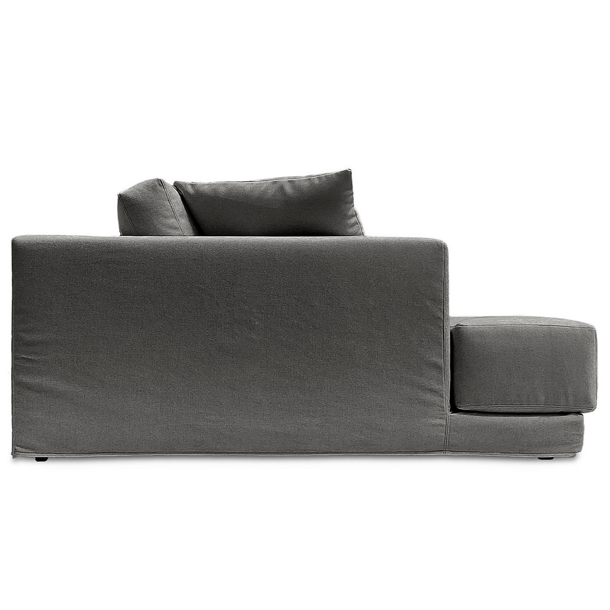 ECKSOFA mit Wechselbezug - Longchair, Webstoff - Dunkelgrau/Schwarz, Kunststoff/Textil (260/155cm) - home24